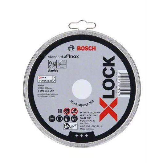 Disco de corte X-LOCK inox 115mm Standard for inox (10 UN.) BOSCH