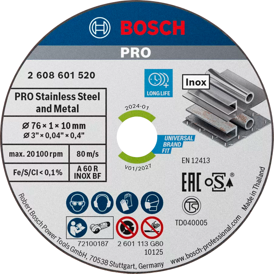 5 un. Disco de corte inox para rebarbadora 76mm Expert for inox BOSCH
