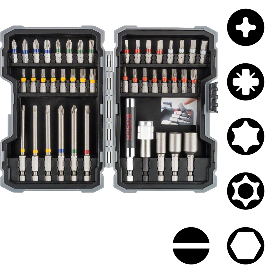 Conjunto de pontas de aparafusar e chaves de caixa Extra Hard BOSCH (43 pcs)