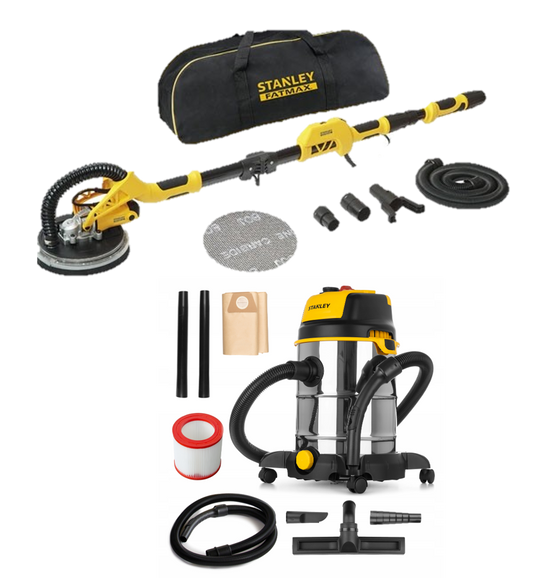 Conjunto de Lixadora de Tectos e Aspirador STANLEY