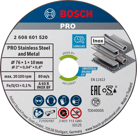 5 un. Disco de corte inox para rebarbadora 76mm Expert for inox BOSCH
