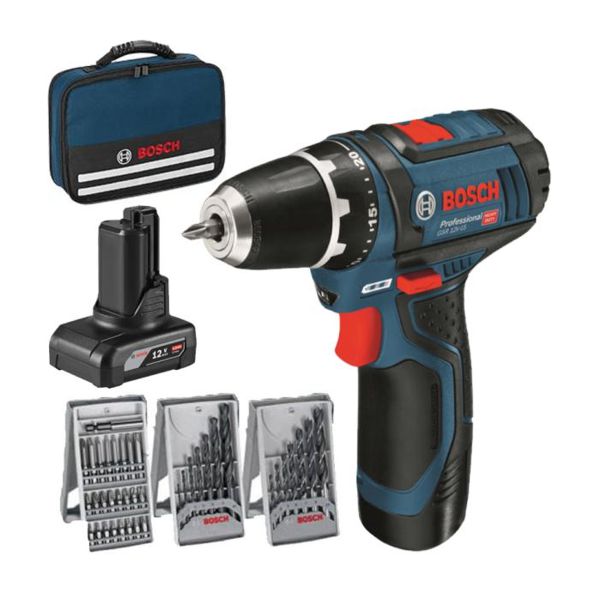 Aparafusadora a bateria 12 Volts GSR 12V-15 BOSCH + 39 Acessórios