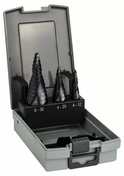 Conjunto 3 brocas escalonadas para metal HSS-AlTiN BOSCH
