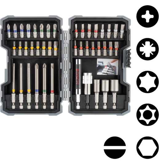 Conjunto de pontas de aparafusar e chaves de caixa Extra Hard BOSCH (43 pcs)