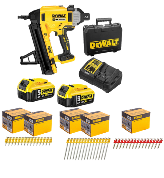 Kit de Maquina de pregar / Pregadora de Betão XR18V DCN890P2  + 5.025 Pregos DCN890 DEWALT