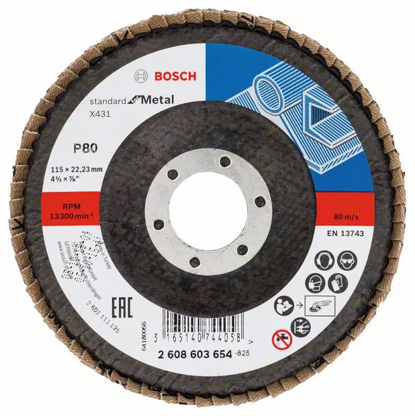 Disco de lixa em lamelas 115mm X431 Standard para Metal BOSCH (10 un.)