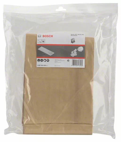 Saco de papel para aspiradores BOSCH - 5 Unidades